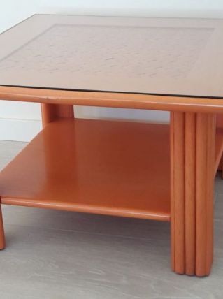 Bout de canapé / table basse en rotin 