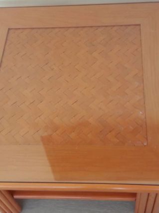 Bout de canapé / table basse en rotin 