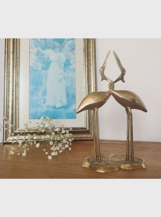 Couple de hérons en laiton 