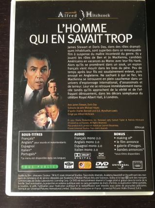 DVD "L'Homme qui en savait trop" A. Hitchcock