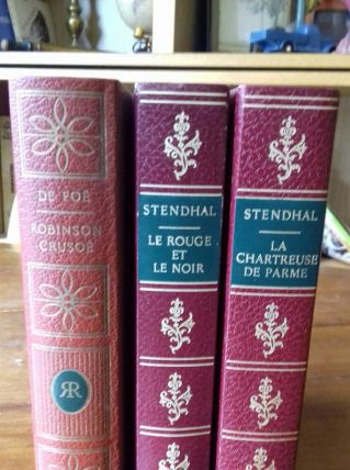 3 livres reliés simili cuir