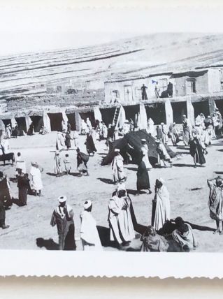 Photo vintage le souk de Marrakech - Maroc - 1934