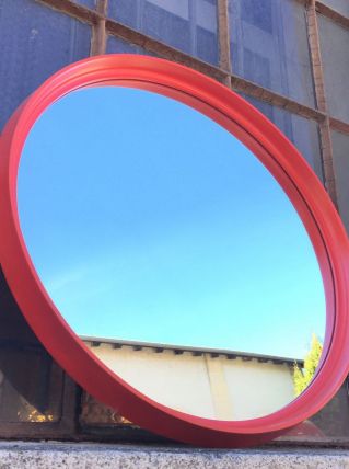 Miroir rond rouge 