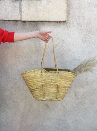 Panier sac cabas paille tressée 