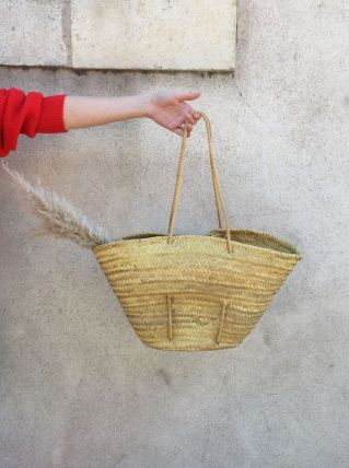 Panier sac cabas paille tressée 