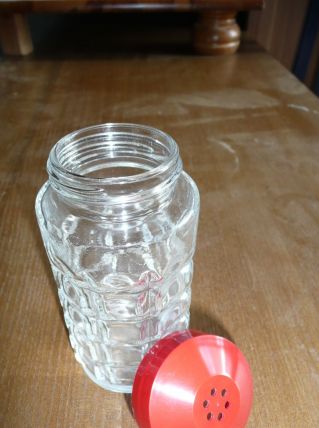 Sucrier ou salière verre épais à facettes vintage