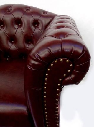 Fauteuil Chesterfield Vintage aspect Cuir marron