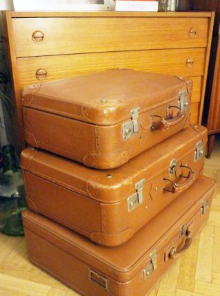 Lot de 3 valises vintage marron