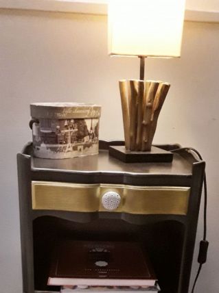 Chevet style Louis 15 noir et or