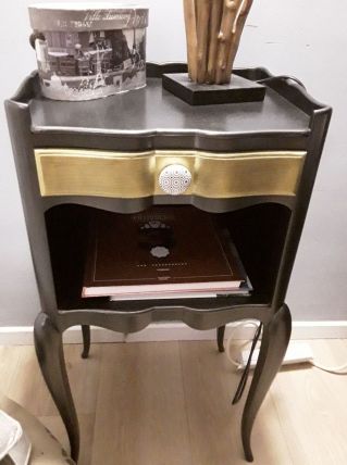 Chevet style Louis 15 noir et or
