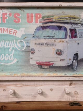 Porte manteau bois peint combi vintage