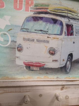 Porte manteau bois peint combi vintage