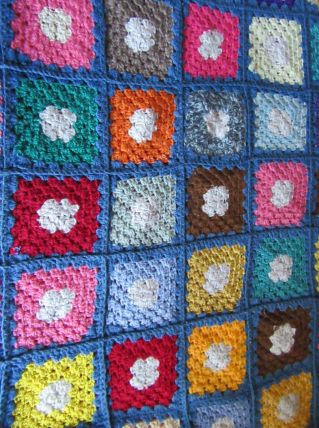 Plaid crochet granny vintage fait mains