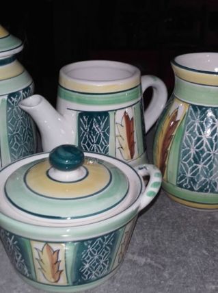 JOLI PETIT SERVICE CAFE ITALIEN ( peint à la main  )