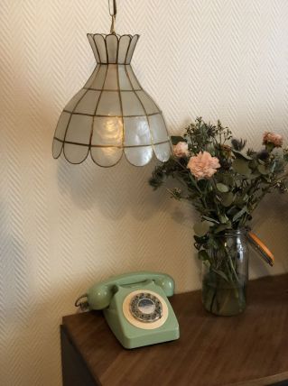 Suspension vintage en nacre et laiton 