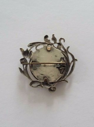 Old Brooch Ancienne Broche Grotte de Lourdes décor Floral