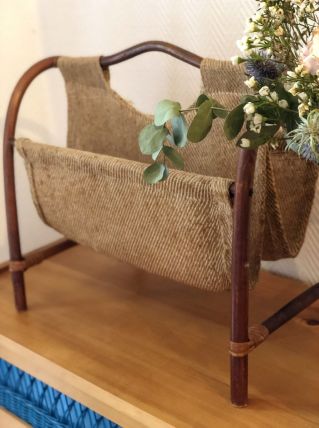 Porte revue bambou et tissu chiné 