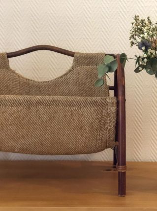 Porte revue bambou et tissu chiné 