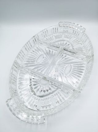 Plat ovale en verre moulé pressé compartimenté