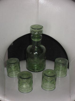 service carafe et ses 4verres bullés verre