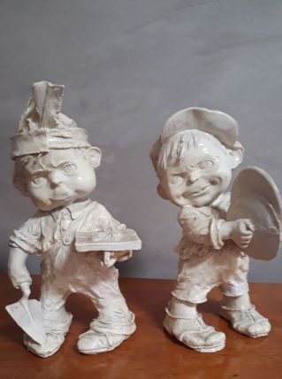 petit personnages poulbeau 1950 platre  
