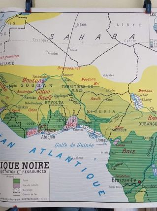 carte géographique scolaire Rossignol des années 50 