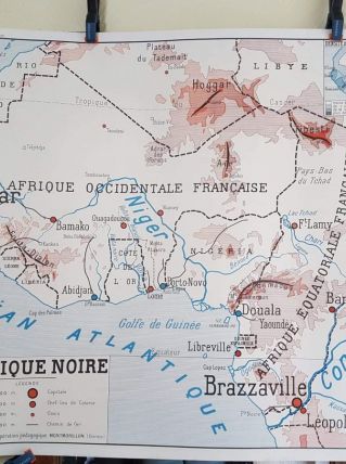 carte géographique scolaire Rossignol des années 50 