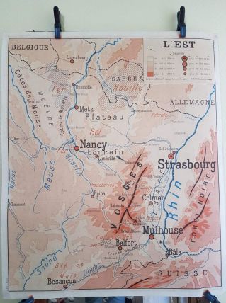 carte géographique scolaire Rossignol des années 50 