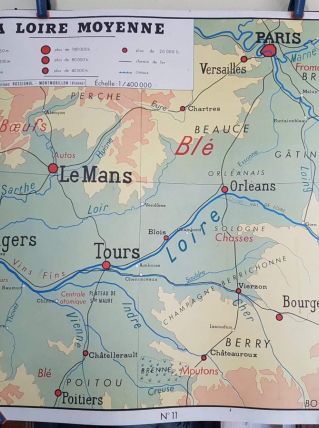 carte géographique scolaire Rossignol des années 60  