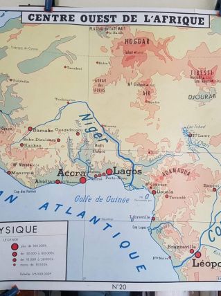 carte géographique scolaire Rossignol des années 60  