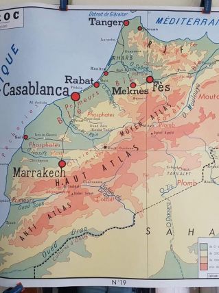 carte géographique scolaire Rossignol des années 60  