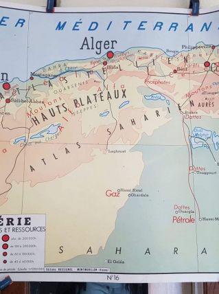 carte géographique scolaire Rossignol des années 60