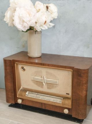 Meuble-poste de radio à lampe années 50