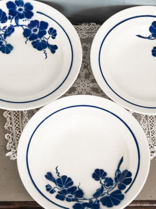 Lot 3 assiettes creuses Badonvillers modèle Capucines
