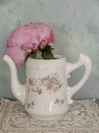 Théière porcelaine vintage motifs fleurettes roses