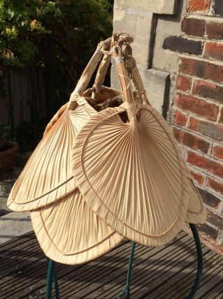 Suspension abat jour feuilles de palmes