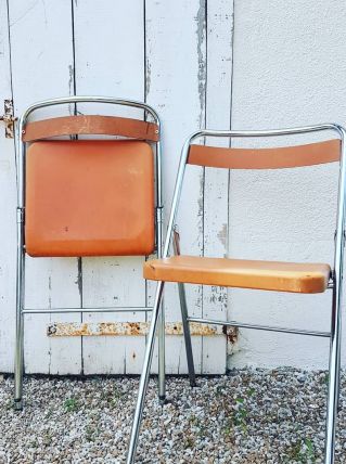 6 chaises pliantes en métal, années 70. 