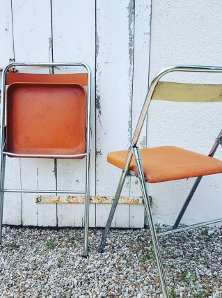 6 chaises pliantes en métal, années 70. 