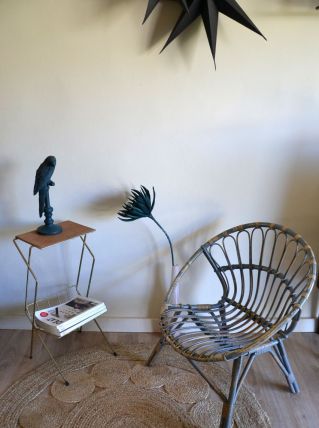 Fauteuil rotin coquille année 50