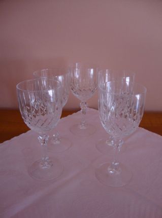5 VERRES A EAU EN CRISTAL  D'ARQUES MODELE ST GERMAIN