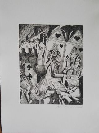 Gravure signée G. GIANNINI Alice au Pays des Merveilles