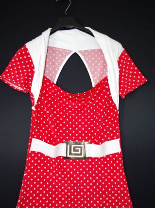 Haut rouge à pois blanc Femme Vintage Taille unique 