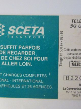 télécarte carte téléphonique Sceta transports 1992 rare
