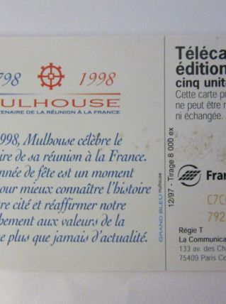 télécarte collection Mulhouse édition limitée cinq unités