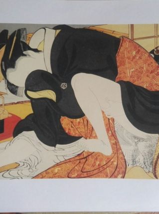 Gravure érotique, papier vergé de Hollande Van Gelder Zonen