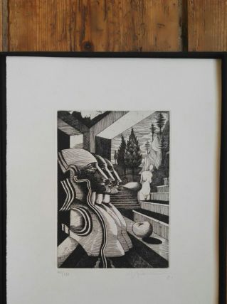 Gravure signée, numérotée, Giovanni Giannini pour Edgar Poe