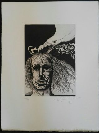 Gravure signée, numérotée, Giovanni Giannini pour Edgar Poe