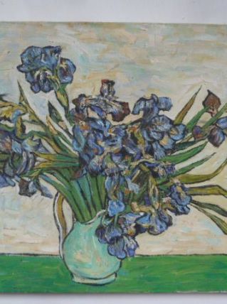 Reproduction des Iris, Van Gogh, huile sur toile 30 x 40 cm