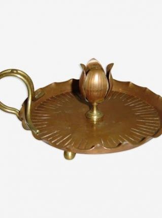 bougeoir à main en cuivre