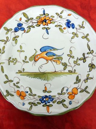 Assiette faïence de Martres Tolosanes décor oiseau signée
